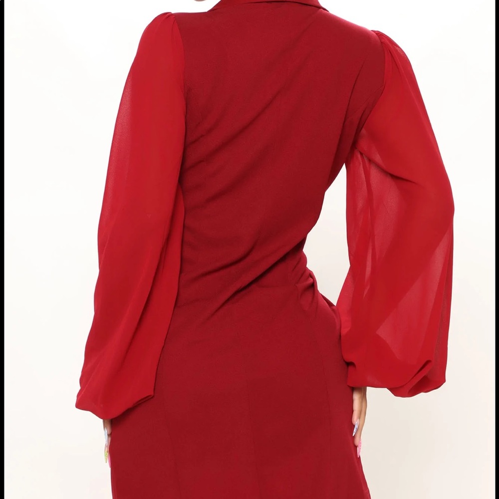 New Fashion Nova Wine Color Double Breasted Blazer Dress - Picture 3 of 5